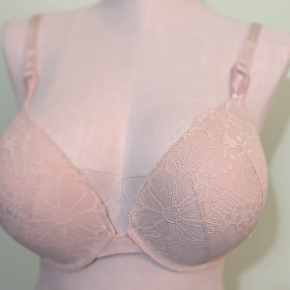 Elegant Lace Underwire Pushup Bra - Tan/Cream